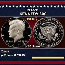 1973-s Proof Kennedy Half Dollar 50c pr70 dcam SEGS