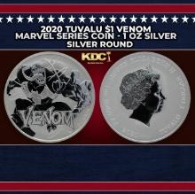 2020 Tuvalu $1 Venom Marvel Series Coin - 1 oz Silver Round Round
