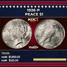 1926-p Peace Dollar $1 ms65+ SEGS