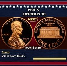 1991-s Proof Lincoln Cent 1c pr70 rd dcam SEGS