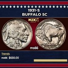 1931-s Buffalo Nickel 5c Grades ms66