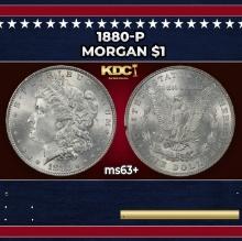 1880-p Morgan Dollar $1 Grades ms63+