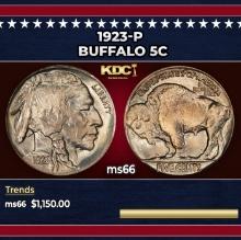 1923-p Buffalo Nickel 5c ms66 SEGS