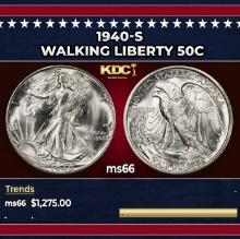 1940-s Walking Liberty Half Dollar 50c ms66 SEGS
