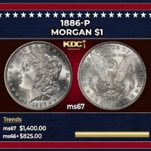 1886-p Morgan Dollar $1 ms67 SEGS