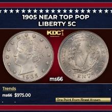 1905 Liberty Nickel Near Top Pop 5c ms66 SEGS