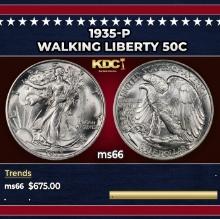 1935-p Walking Liberty Half Dollar 50c Grades ms66