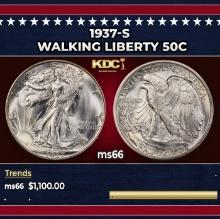1937-s Walking Liberty Half Dollar 50c ms66 SEGS