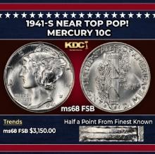 1941-s Mercury Dime Near Top Pop! 10c ms68 FSB SEGS