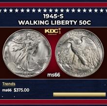 1945-s Walking Liberty Half Dollar 50c Grades ms66