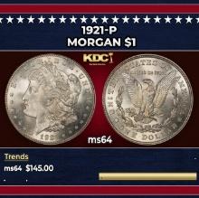 1921-p Morgan Dollar $1 Grades ms64