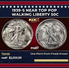 1939-s Walking Liberty Half Dollar Near Top Pop 50c ms67 SEGS