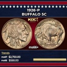 1926-p Buffalo Nickel 5c ms66+ SEGS