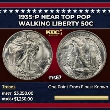 1935-p Walking Liberty Half Dollar Near Top Pop 50c ms67 SEGS