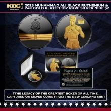 2023 Muhammad Ali Black Ruthenium & 24K Gold Plated 1oz Pure Silver New Zealand Niue $2 Other Toy