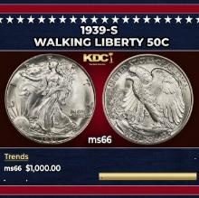 1939-s Walking Liberty Half Dollar 50c ms66 SEGS