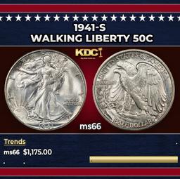 1941-s Walking Liberty Half Dollar 50c ms66 SEGS