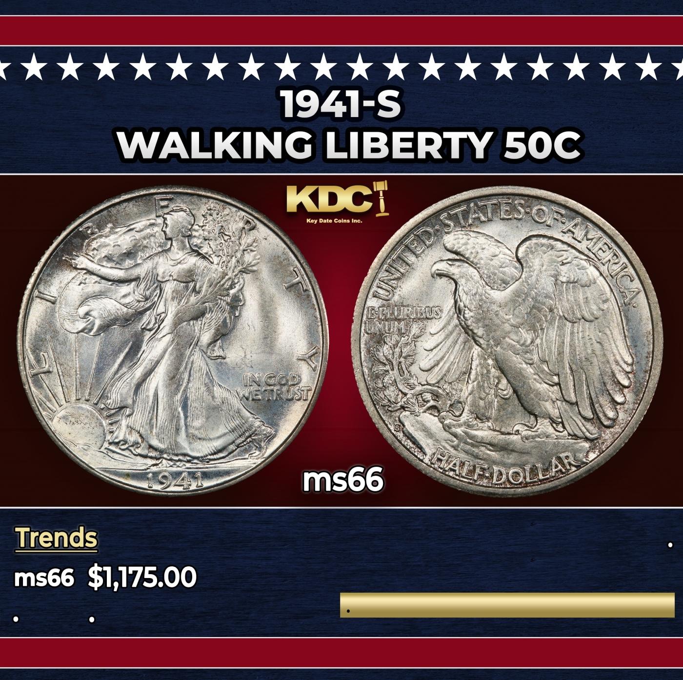 1941-s Walking Liberty Half Dollar 50c ms66 SEGS