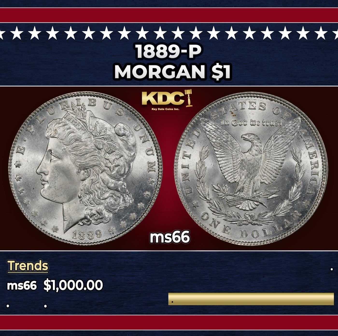 1889-p Morgan Dollar $1 ms66 SEGS