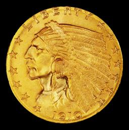 1910-p Gold Indian Quarter Eagle $2 1/2 ms64+ SEGS