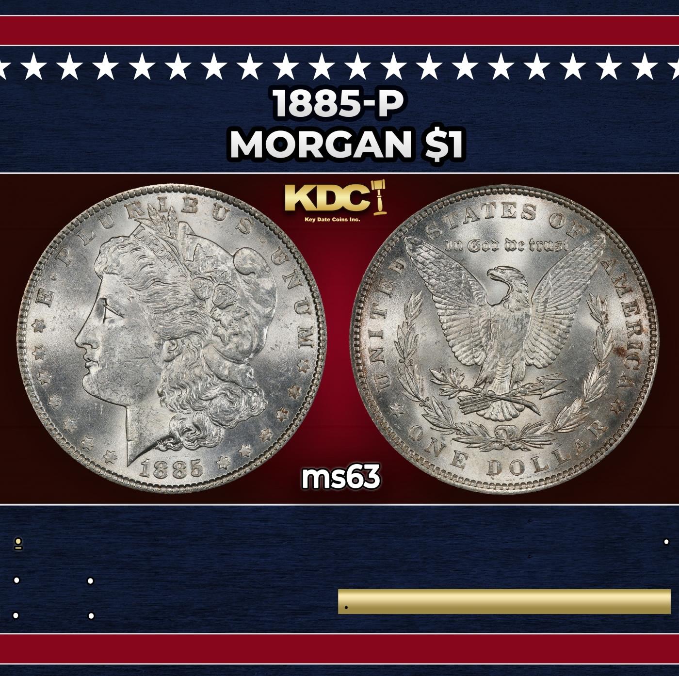 1885-p Morgan Dollar $1 Grades ms63
