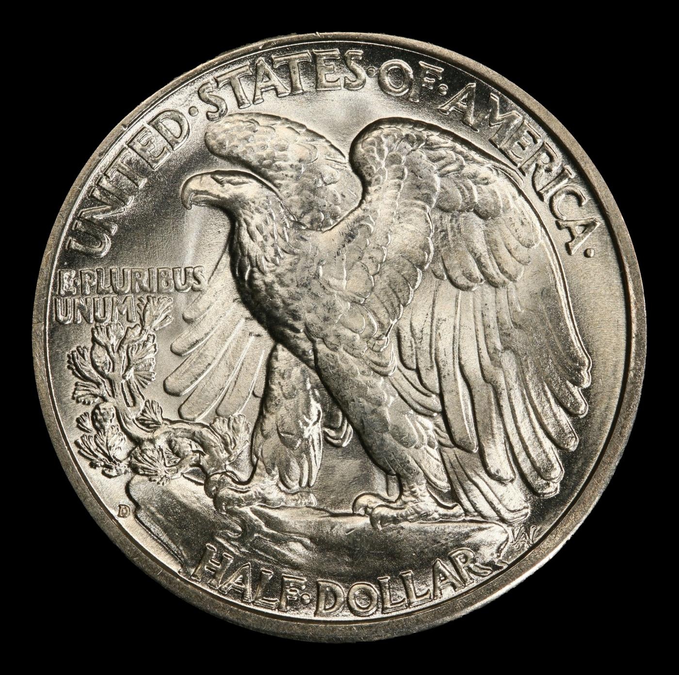 1937-d Walking Liberty Half Dollar Near Top Pop 50c ms67+ SEGS