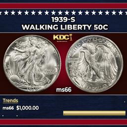 1939-s Walking Liberty Half Dollar 50c ms66 SEGS