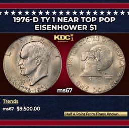 1976-d Ty 1 Eisenhower Dollar Near Top Pop $1 ms67 SEGS