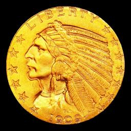 1909-p Gold Indian Half Eagle TOP POP! $5 ms66+ USCG