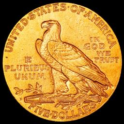 1908-d Gold Indian Half Eagle $5 ms64+ USCG
