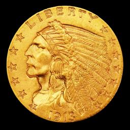 1913-p Gold Indian Quarter Eagle $2 1/2 ms65 SEGS