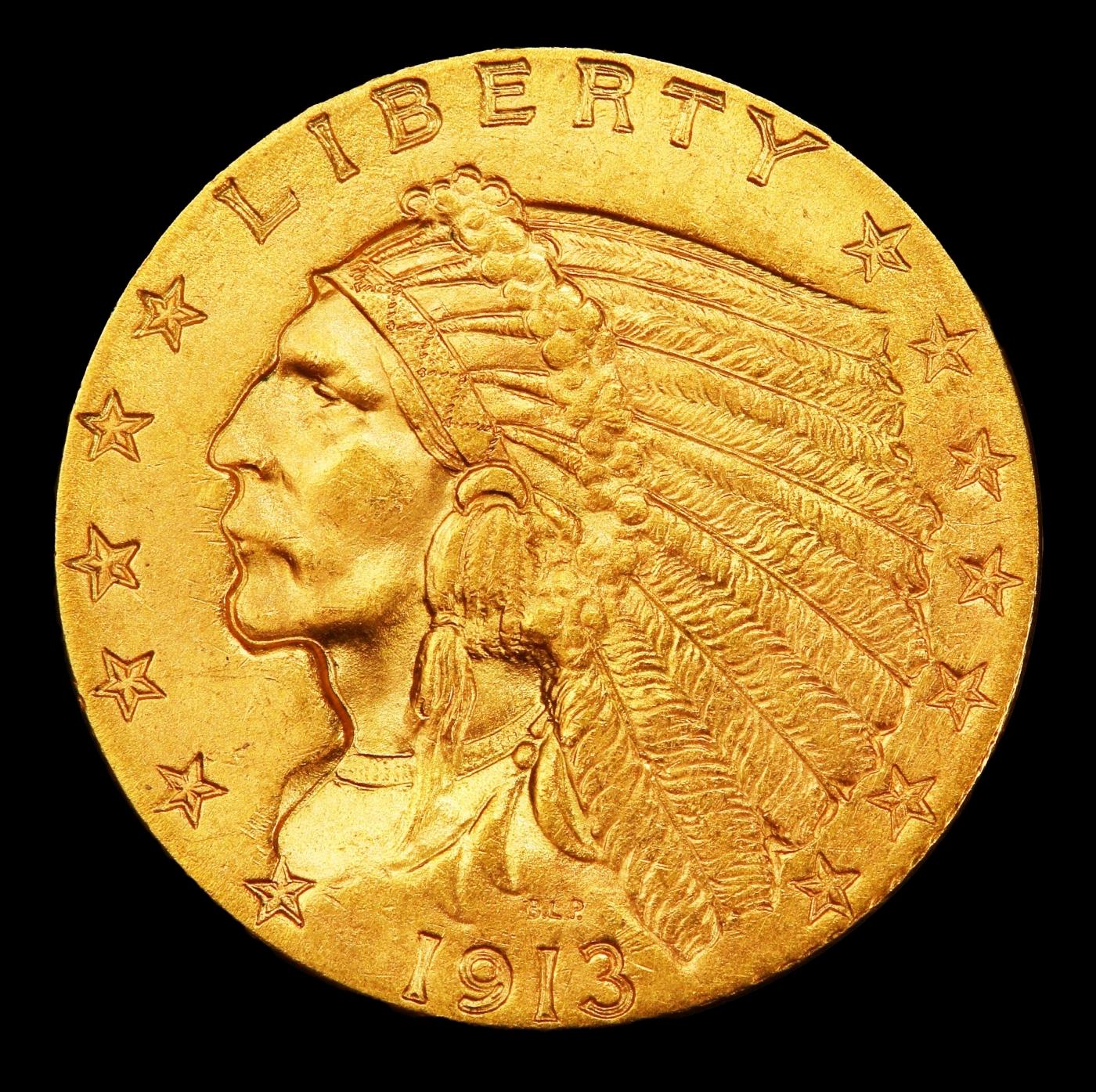 1913-p Gold Indian Quarter Eagle $2 1/2 ms65 SEGS