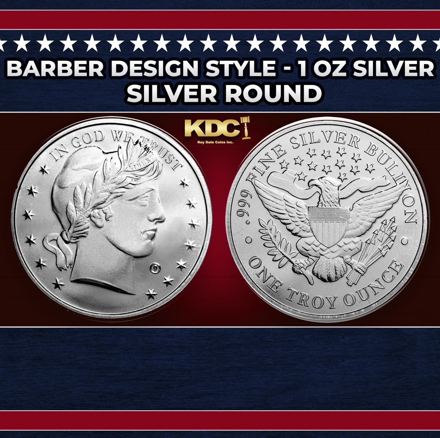 Barber Design Style - 1 oz Silver Round Round