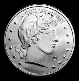 Barber Design Style - 1 oz Silver Round Round