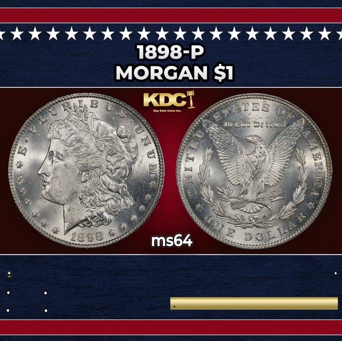 1898-p Morgan Dollar $1 Grades ms64