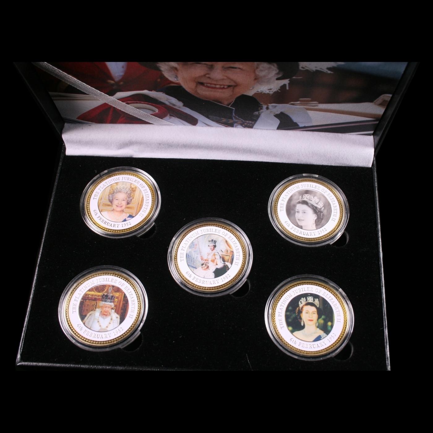 5 Coin Queen Elizabeth II - The Platnium Jubalee - Gold Plated Round Collection