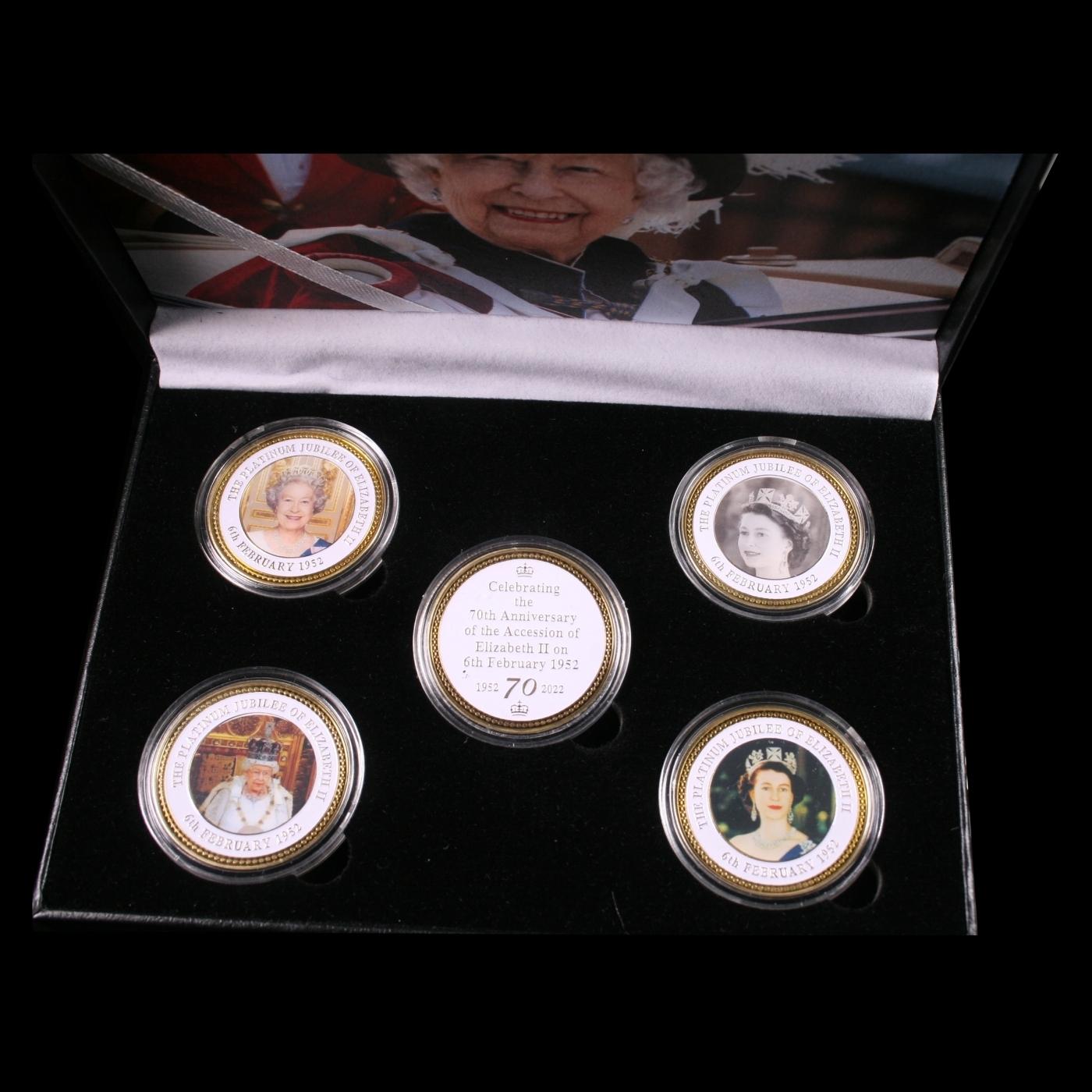 5 Coin Queen Elizabeth II - The Platnium Jubalee - Gold Plated Round Collection