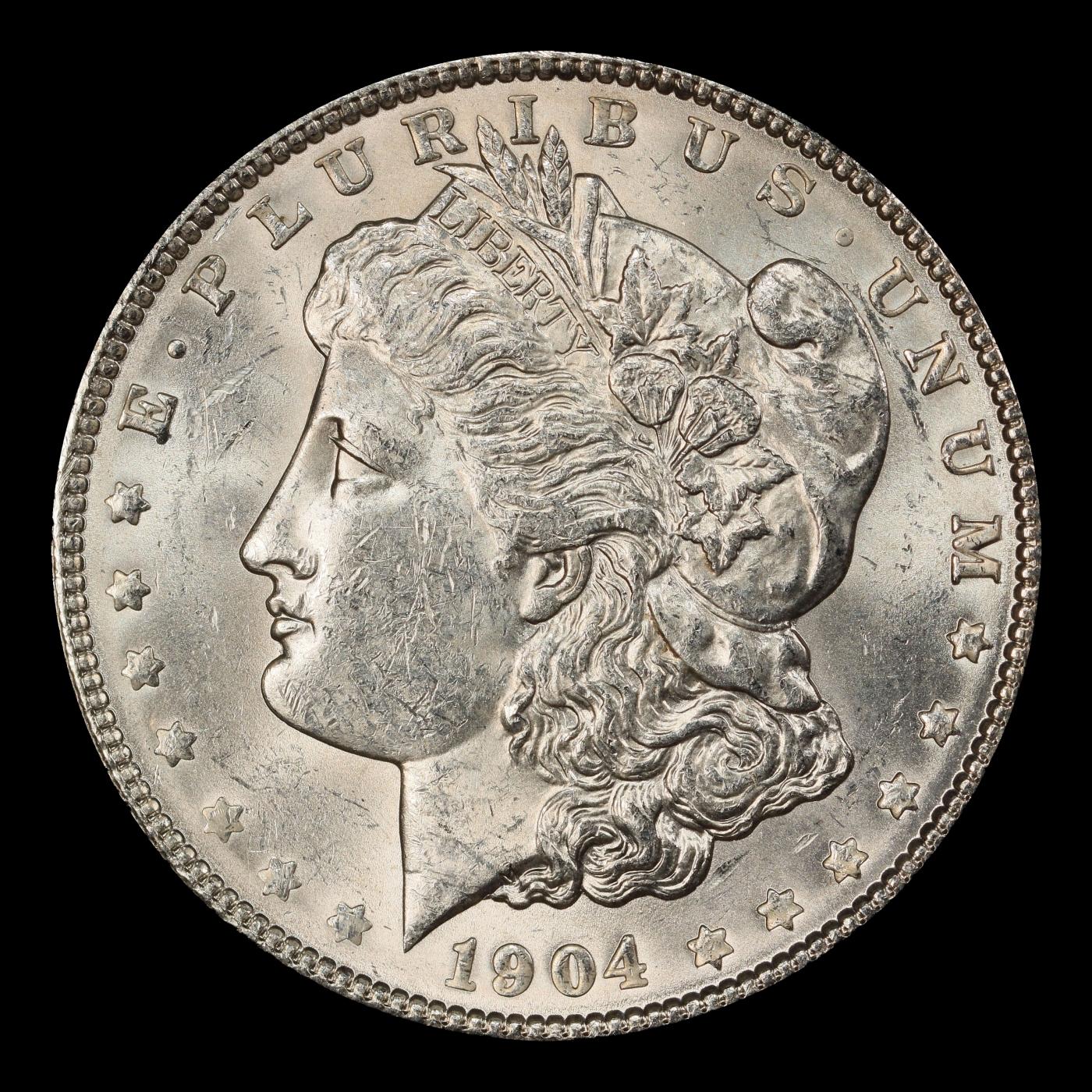 1904-p Morgan Dollar $1 Grades ms62+