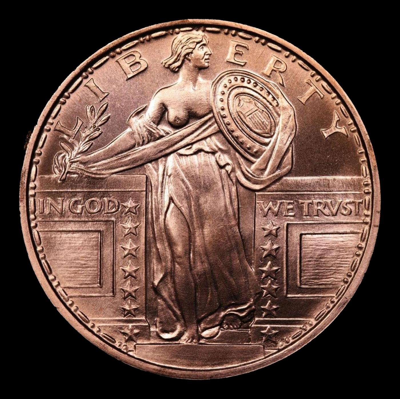 Standing Liberty Quarter Style - 1oz .999 Fine Copper Round