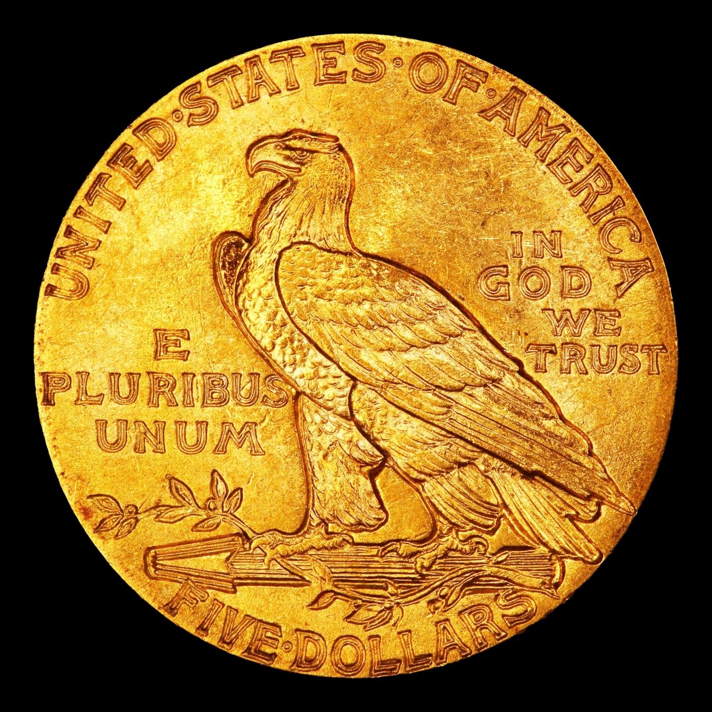 1913-p Gold Indian Half Eagle $5 ms64+ USCG