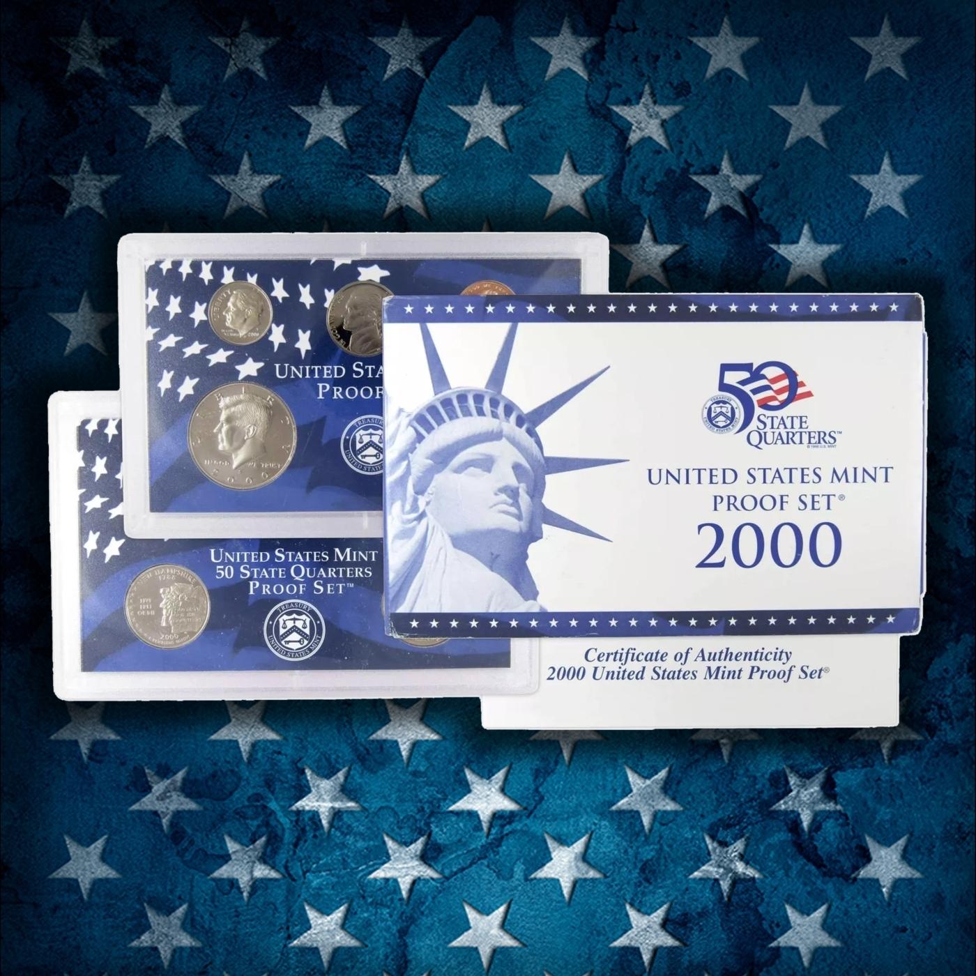 1999-2008 Proof Set Run - 109 Coins, Full 50 State Quarters Run 10 Complete Sets