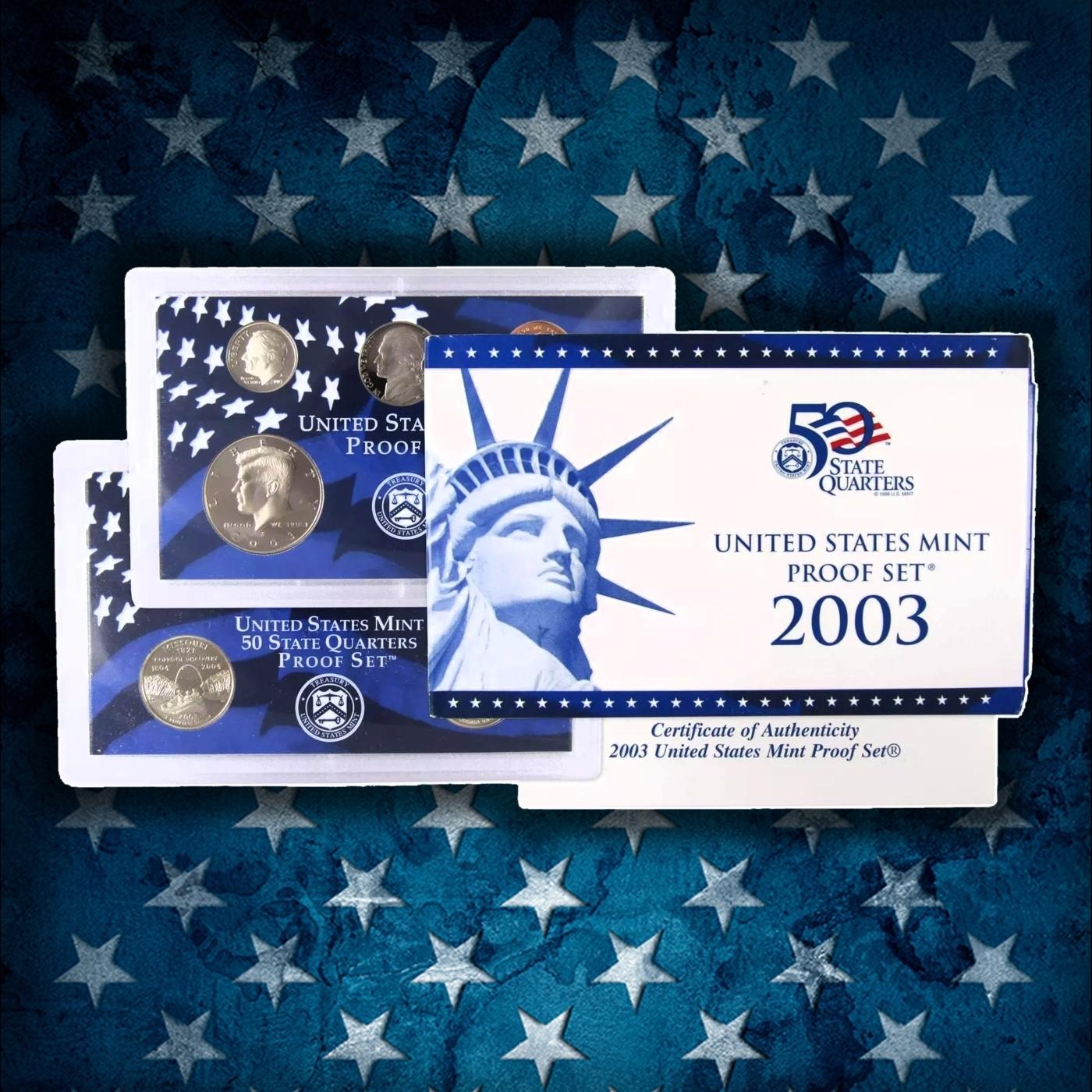 1999-2008 Proof Set Run - 109 Coins, Full 50 State Quarters Run 10 Complete Sets