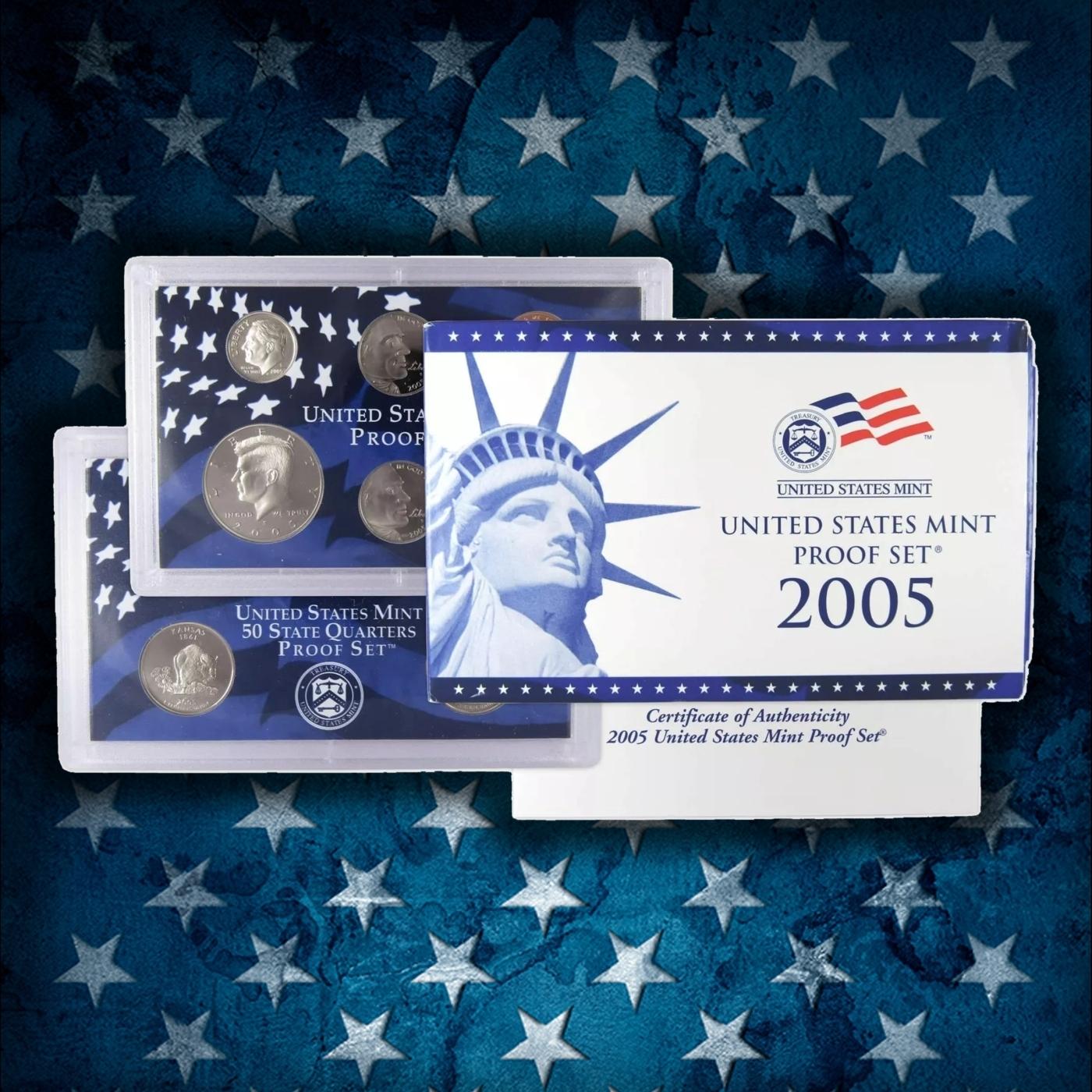 1999-2008 Proof Set Run - 109 Coins, Full 50 State Quarters Run 10 Complete Sets