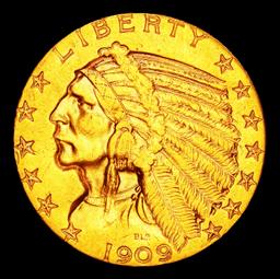 1909-s Gold Indian Half Eagle $5 ms64+ USCG