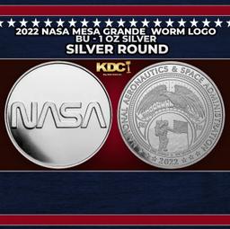 2022 NASA Mesa Grande  Worm Logo BU - 1 oz Silver Round Round