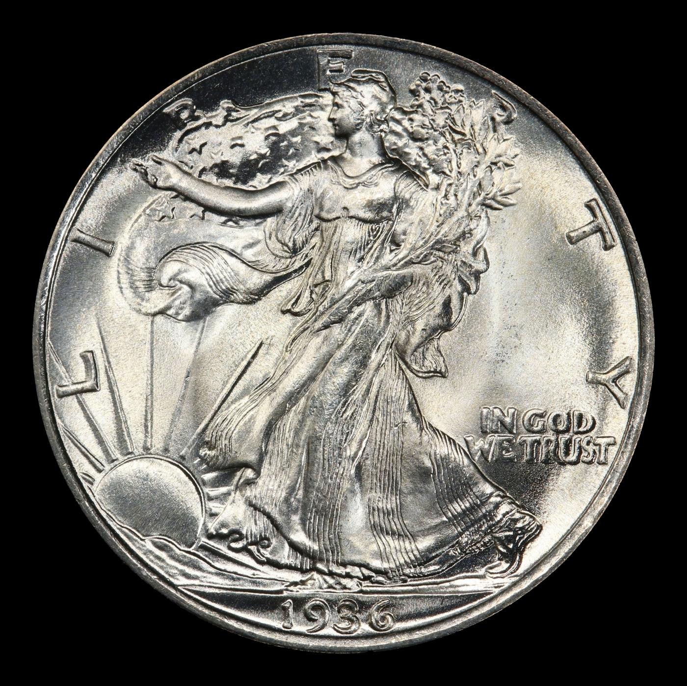 1936-p Walking Liberty Half Dollar Near Top Pop 50c ms67+ SEGS