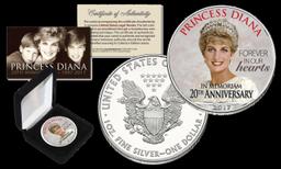 Princess Diana 1997-2017 Memorial 20th Anniversary 1oz Silver Eagle $1 w/ Display Box & COA Other To