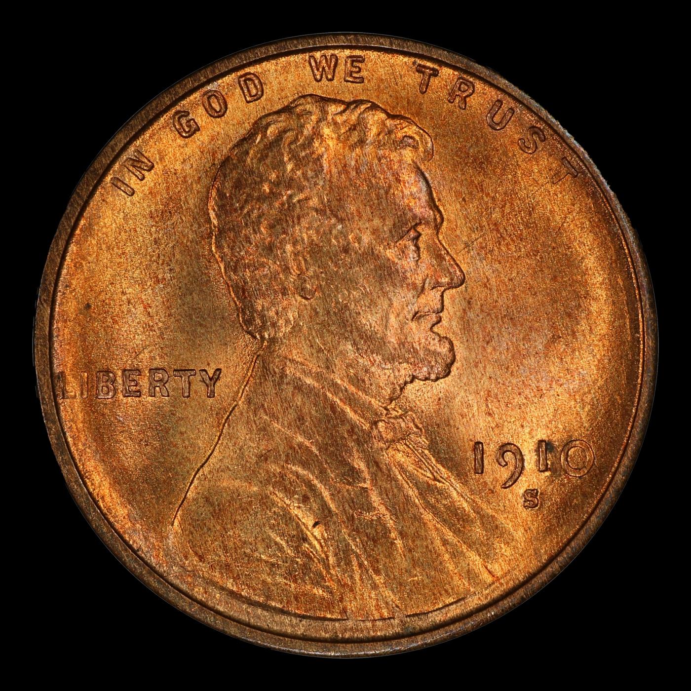 1910-s Lincoln Cent 1c ms66 rd SEGS