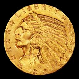 1910-d Gold Indian Half Eagle $5 ms66 USCG