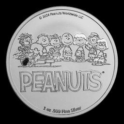 Snoopy Kissing Lucy "SMAK!" Peanuts Colorized Style - 1 oz Silver Round Round